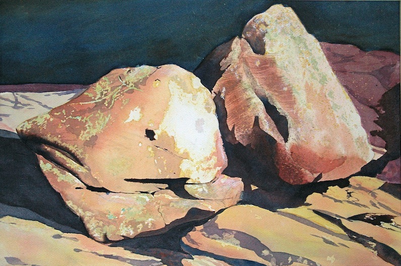 Boulders at the Foot of Big Chute Big Chute Marine Railway spillway, Lock 44, Port Severn, Ontario watercolour on paper