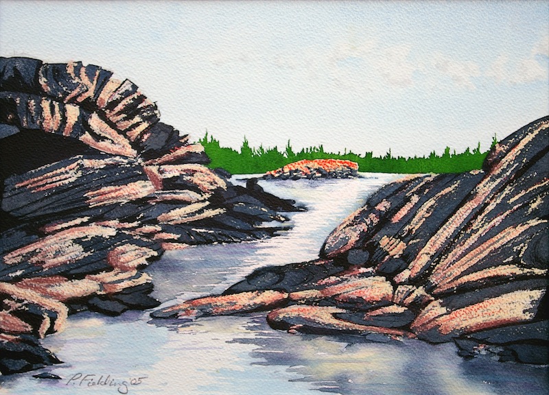 Red Lichen Island II passage to the great water, near Jubilee Island, Township of the Archipelago, Georgian Bay watercolour on paper