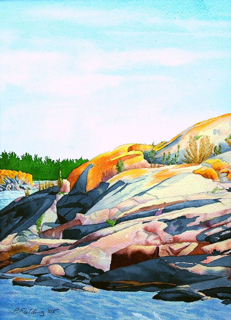 Red Lichen Island V passage to the great water, near Jubilee Island, Township of the Archipelago, Georgian Bay watercolour on paper